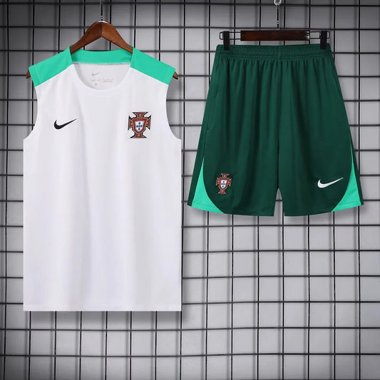 2024 Portugal Pre-match Training White Jersey+Shorts 1:1 Thai Quality